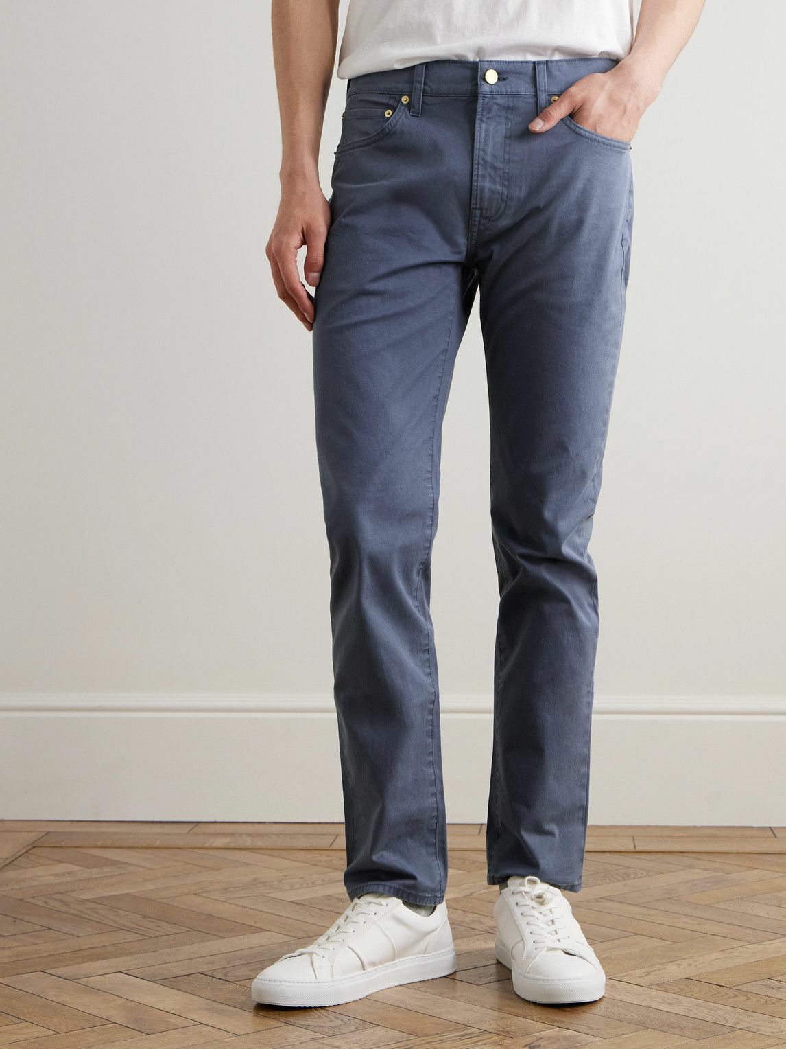 Sid Mashburn - Straight-Leg Cotton-Blend Twill Trousers - Blue
