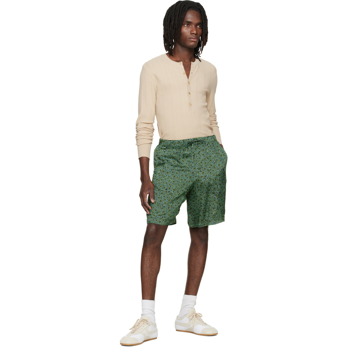 Dries Van Noten Green Viscose Shorts