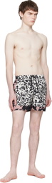 Dries Van Noten White & Black Printed Swim Shorts