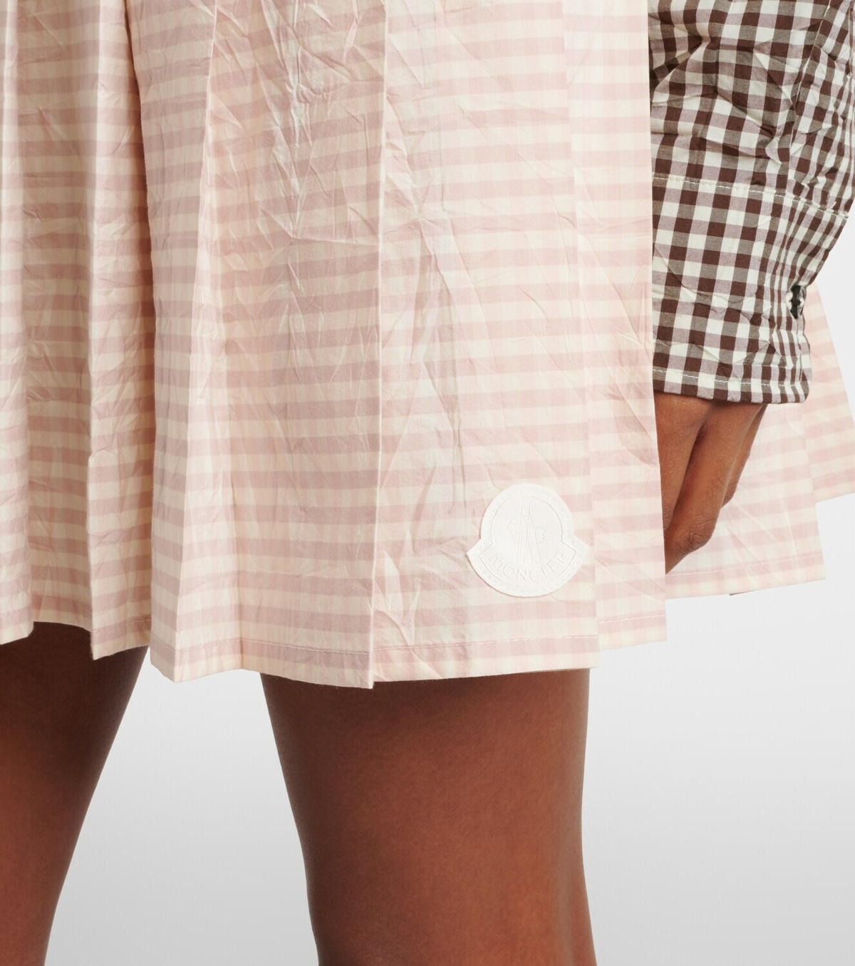 Moncler Checked pleated cotton-blend miniskirt