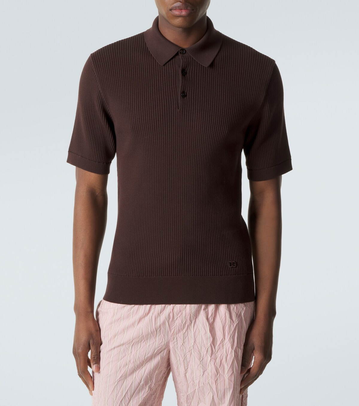 Dolce&Gabbana Ribbed-knit cotton polo sweater