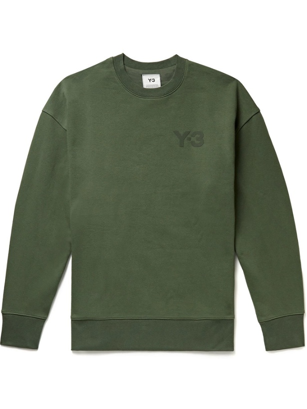 Photo: Y-3 - Logo-Print Cotton-Jersey Sweatshirt - Green