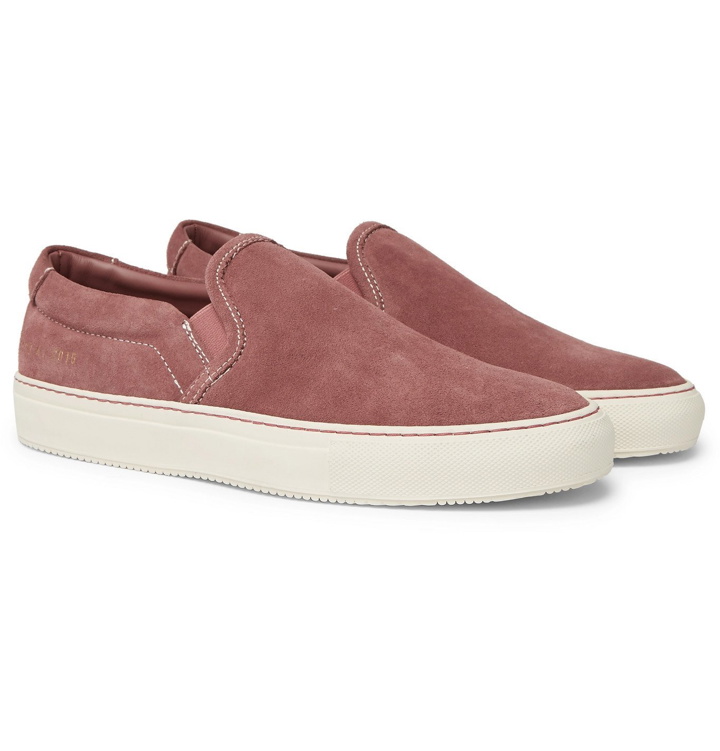 Photo: Common Projects - Suede Slip-On Sneakers - Pink