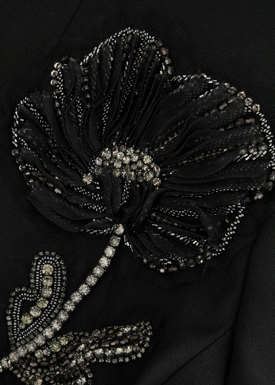 Huishan Zhang Keiran Crystal-embellished Wool Blazer Jacket Black