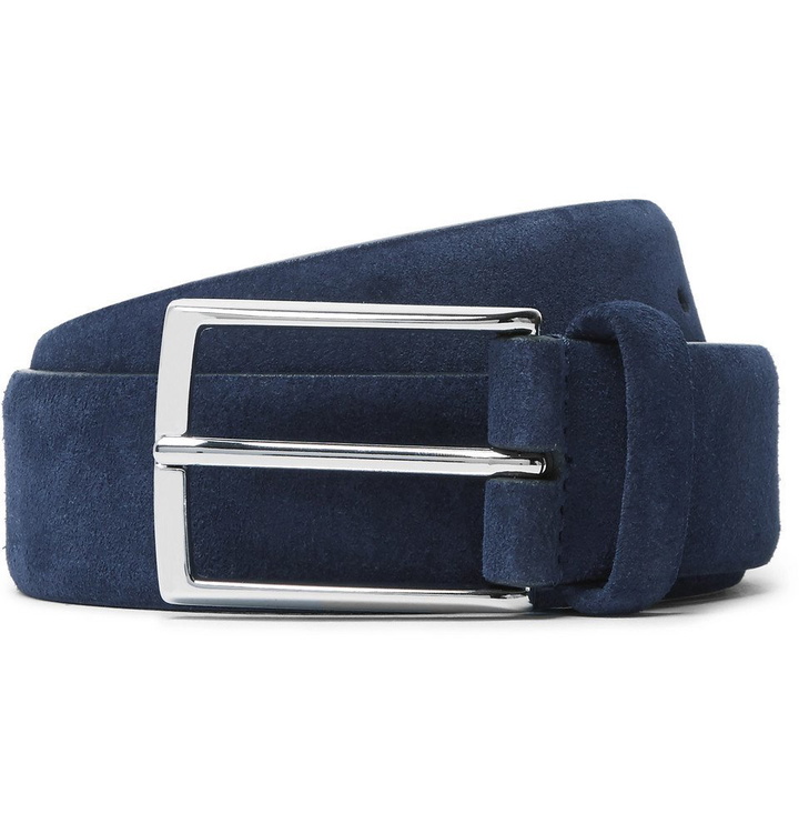 Photo: Anderson's - 3.5cm Navy Suede Belt - Men - Navy