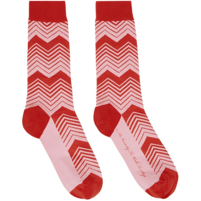 Photo: SSENSE WORKS SSENSE Exclusive Jeremy O. Harris Red and Pink Print Socks