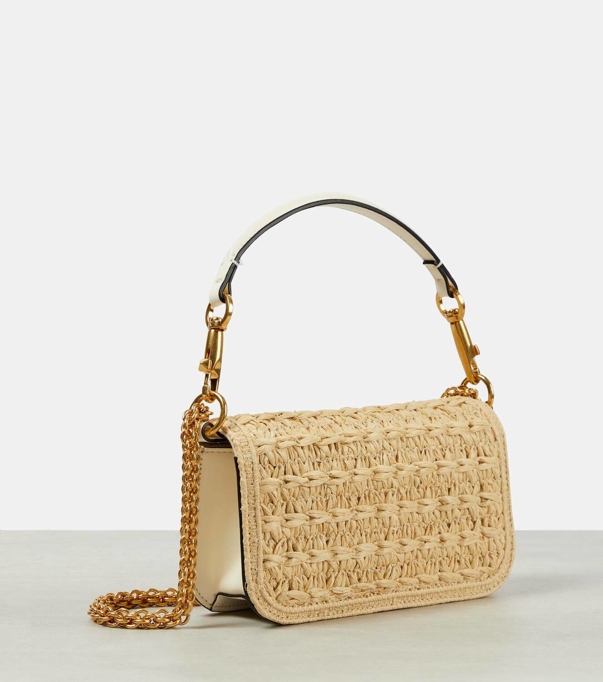 Valentino Garavani Locò Small raffia shoulder bag Valentino