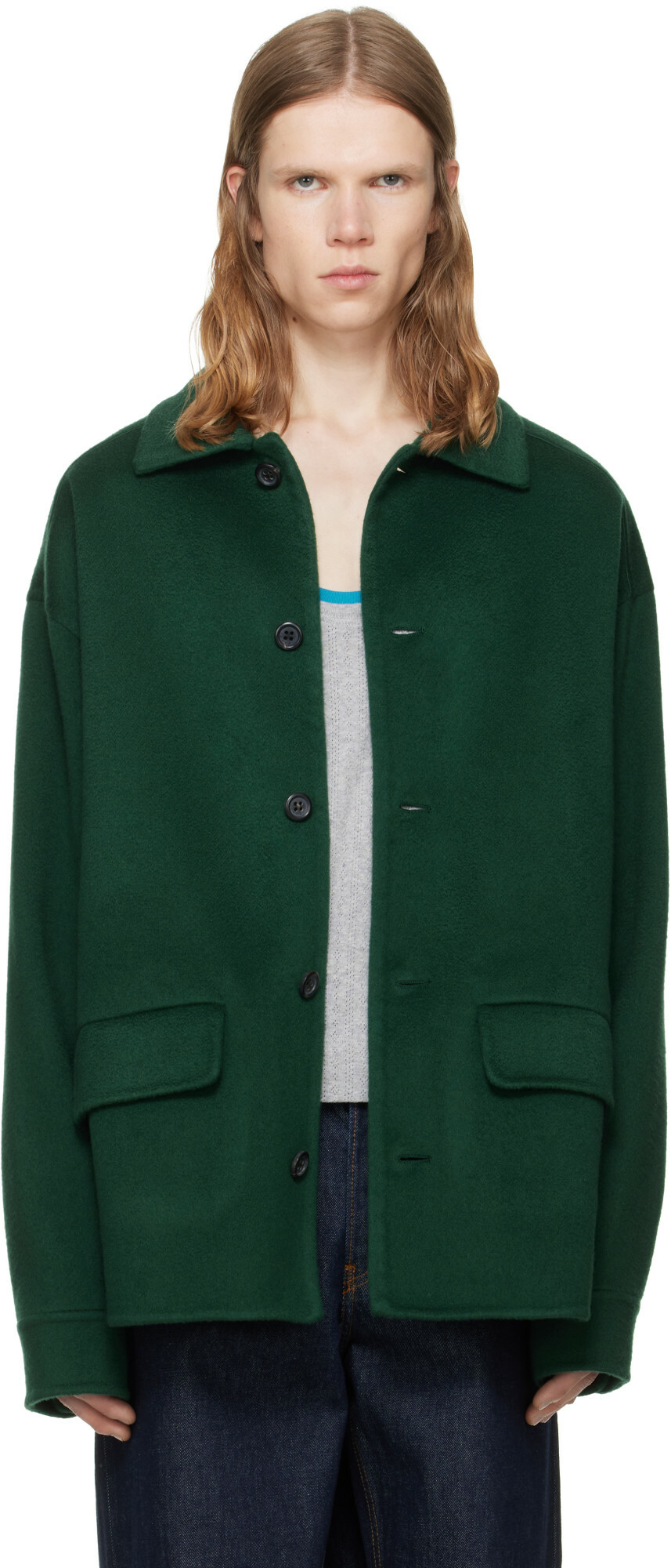 Marni Green Wool-Cashmere Jacket