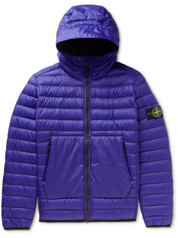 Photo: Stone Island - Logo-Appliquéd Quilted Shell Hooded Down Jacket - Blue