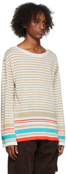 Andersson Bell Off-White & Beige Dahlia Stripe Crewneck