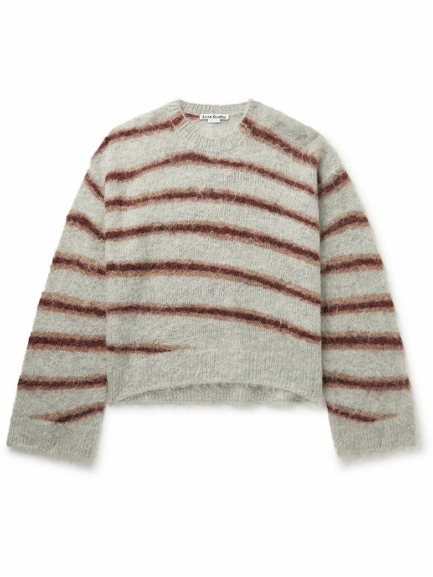 Photo: Acne Studios - Kwatta Striped Brushed-Knit Sweater - Gray