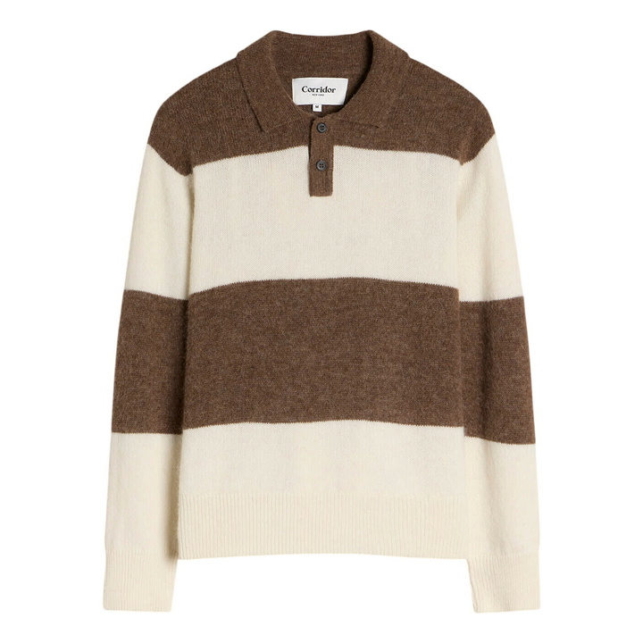 Photo: Corridor Men's Brushed Knit Rugby in Natural