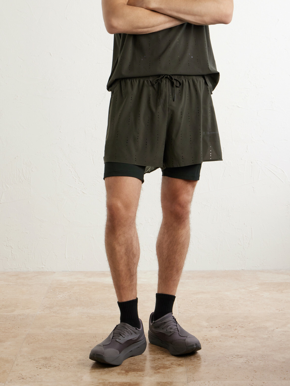 On - Post Archive Faction Zero 2-in-1 Stretch-Jersey and Mesh Running Shorts - Black