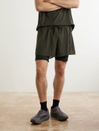 On - Post Archive Faction Zero 2-in-1 Stretch-Jersey and Mesh Running Shorts - Black
