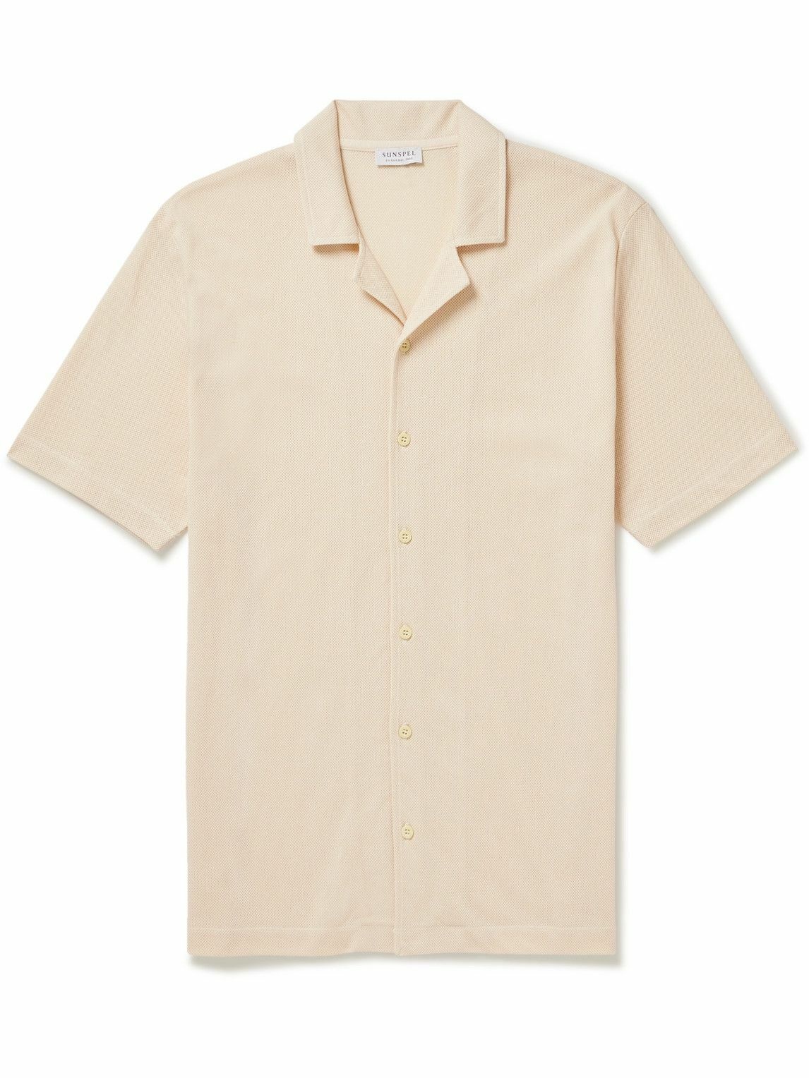 Sunspel - Riviera Camp-Collar Honeycomb-Knit Cotton Shirt - White Sunspel