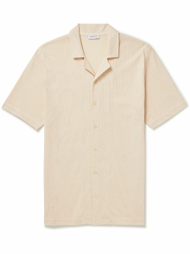 Photo: Sunspel - Riviera Camp-Collar Honeycomb-Knit Cotton Shirt - White