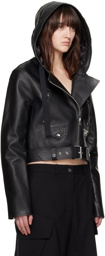 JW Anderson Black Hooded Leather Jacket
