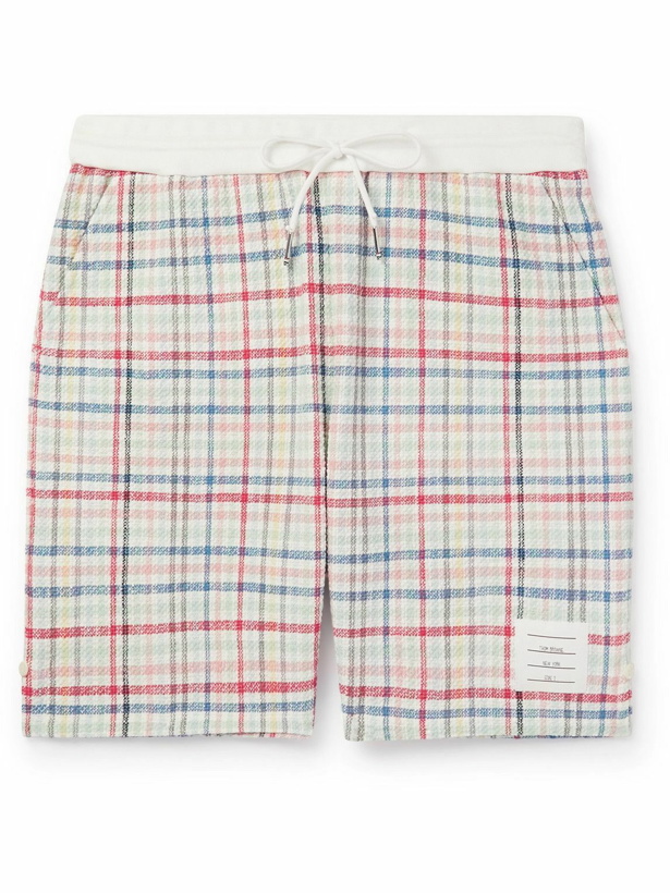 Photo: Thom Browne - Straight-Leg Logo-Appliquéd Cotton-Blend Tweed Drawstring Shorts - Multi