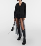 Noir Kei Ninomiya Tulle-trimmed cotton cardigan