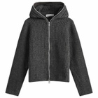 Our Legacy Men's Rib Wool Full Zip Hoodie in Anthracite Mega Rib Wool