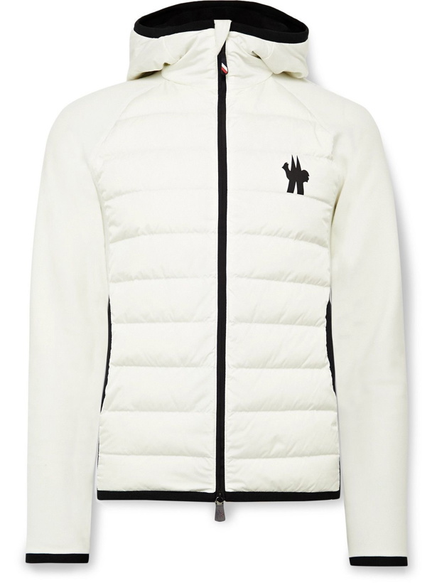 Photo: Moncler Grenoble - Logo-Print Panelled Fleece and Shell Hooded Down Jacket - White