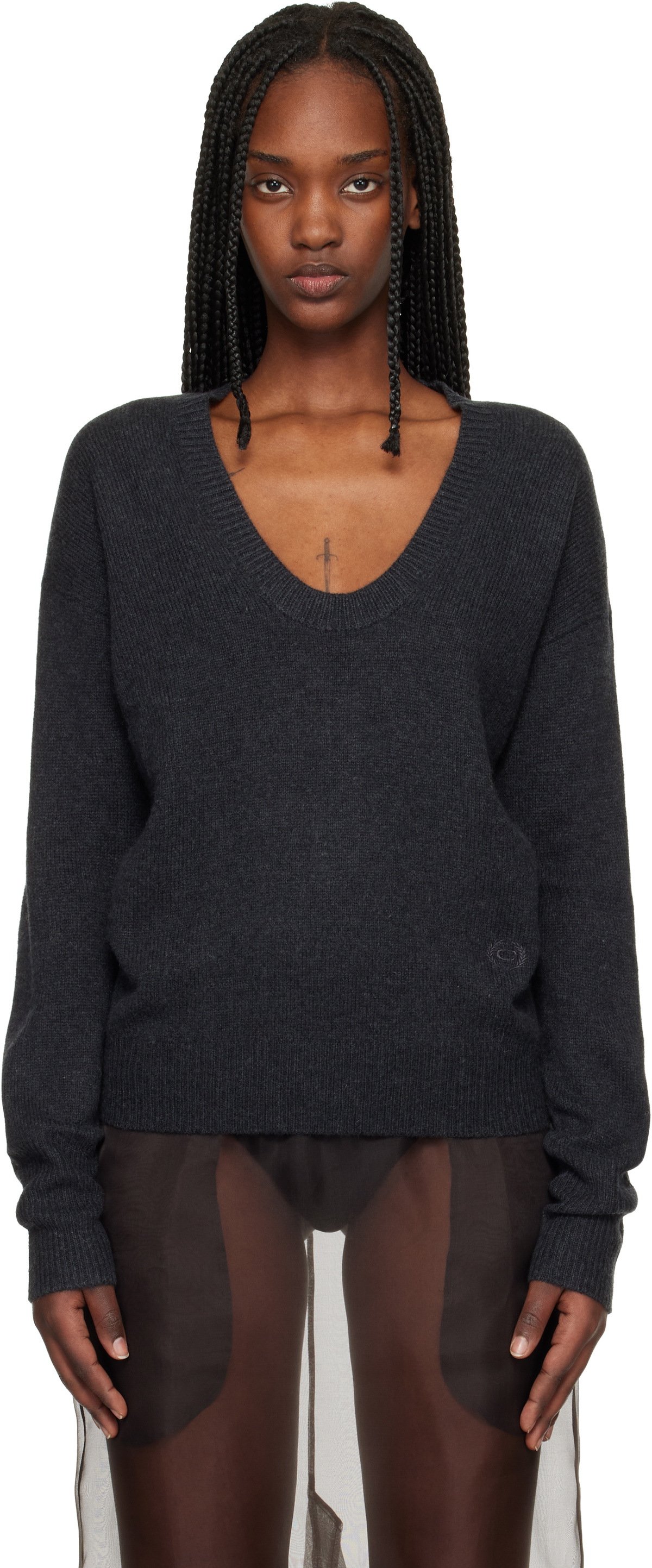 Commission Navy U Neck Sweater