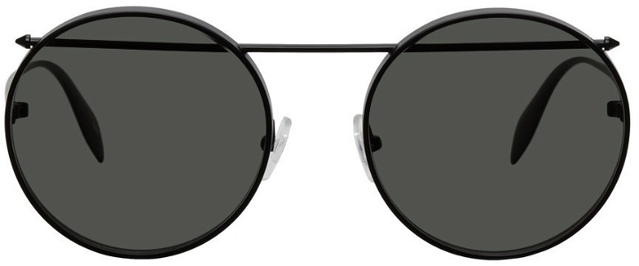 Photo: Alexander McQueen Black Piercing Round Sunglasses