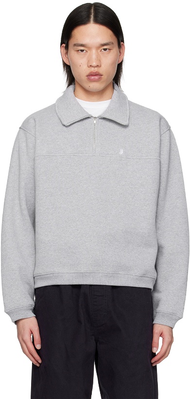 Photo: Stüssy Gray Half-Zip Sweater