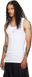 LU'U DAN White Logo Embroidered Tank Top