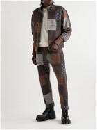 4SDesigns - Cravat Straight-Leg Patchwork Wool-Blend Jacquard Trousers - Brown