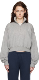 ÉTERNE Gray Cropped Half-Zip Sweatshirt