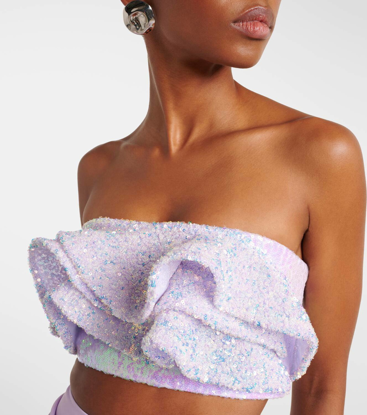 Maticevski Together Wave ruffled sequined bandeau top
