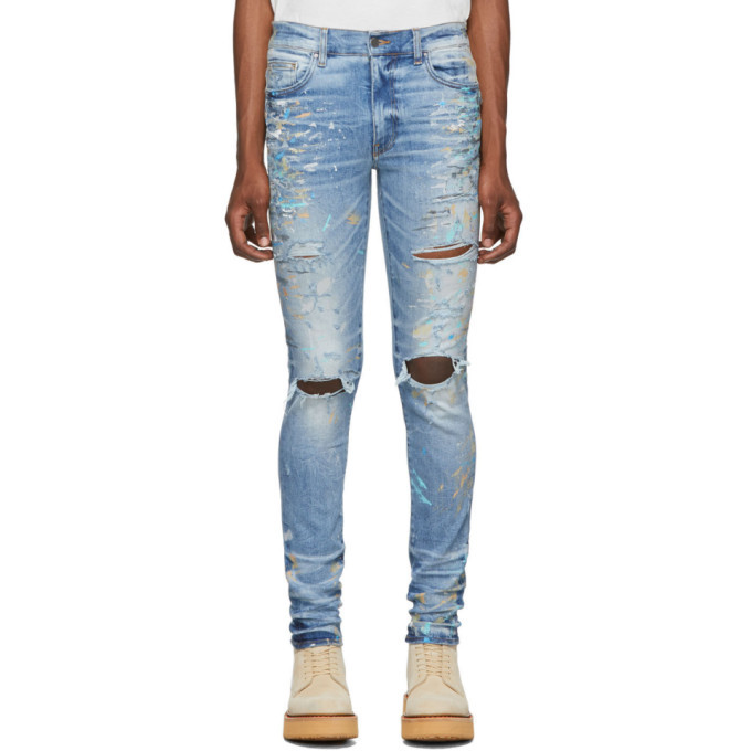 Photo: Amiri Indigo Paint Splatter Jeans