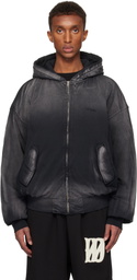 We11done Black Bomber Zip-up Hoodie