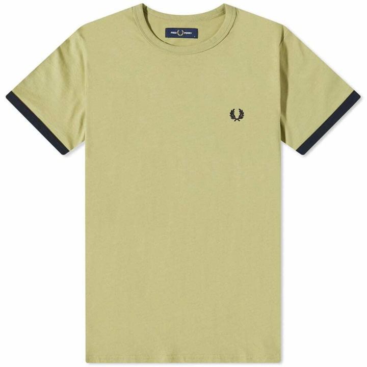 Photo: Fred Perry Men's Ringer T-Shirt in Sage Green