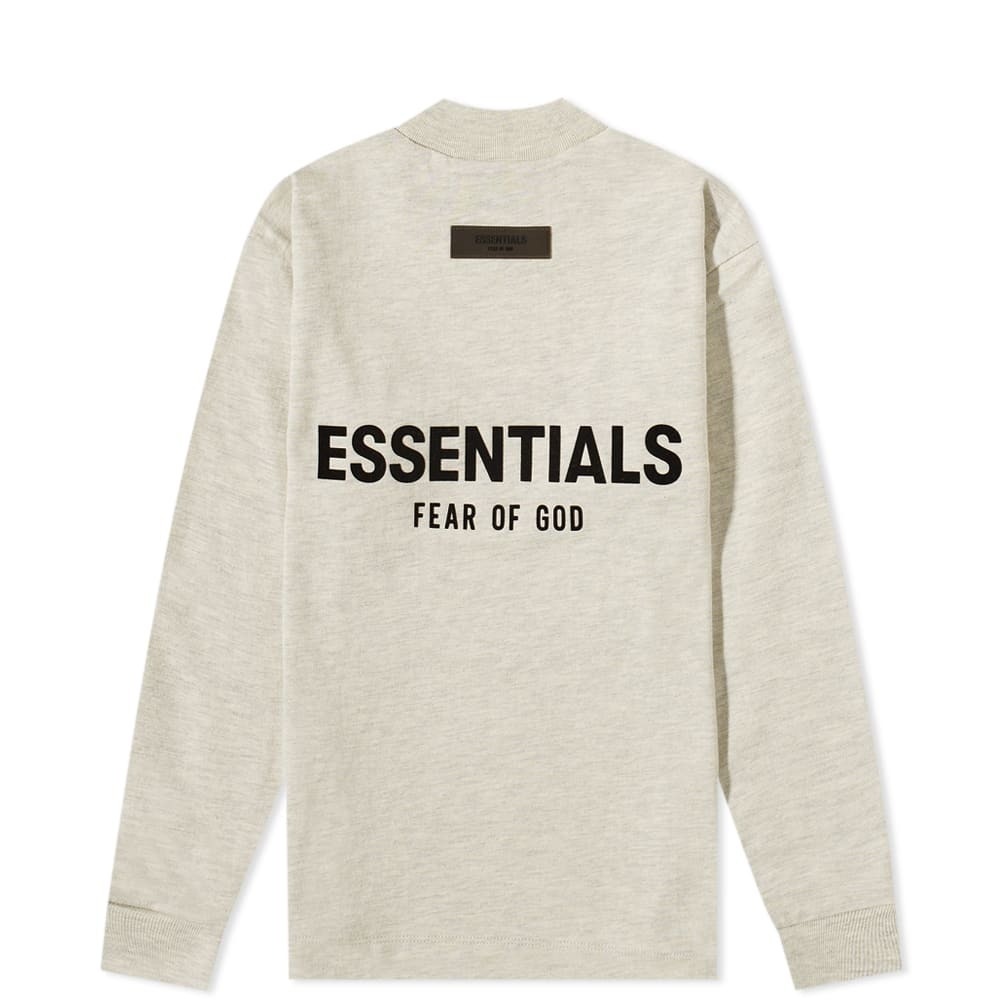 Fear of God ESSENTIALS Kids Logo Long Sleeve T-Shirt in Light 