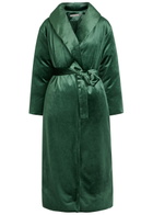Alice + Olivia Ima Padded Belted Velvet Coat Green