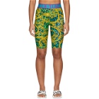 Versace Jeans Couture Green and Gold Leopard Print Barocco Bike Shorts