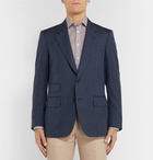 Kingsman - Navy Unstructured Herringbone Wool, Silk and Linen-Blend Suit Jacket - Navy