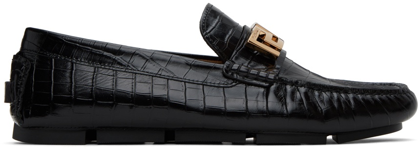 Versace Black Greca Loafers Versace