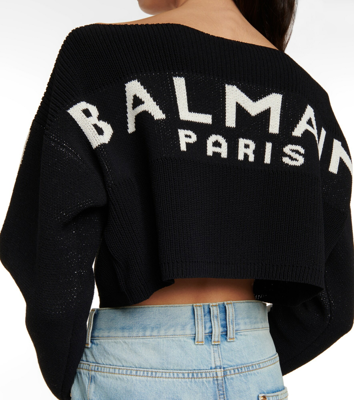 Balmain - Off-shoulder wool-blend sweater Balmain