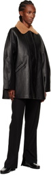 Cordera Black Aviator Midi Faux-Leather Coat
