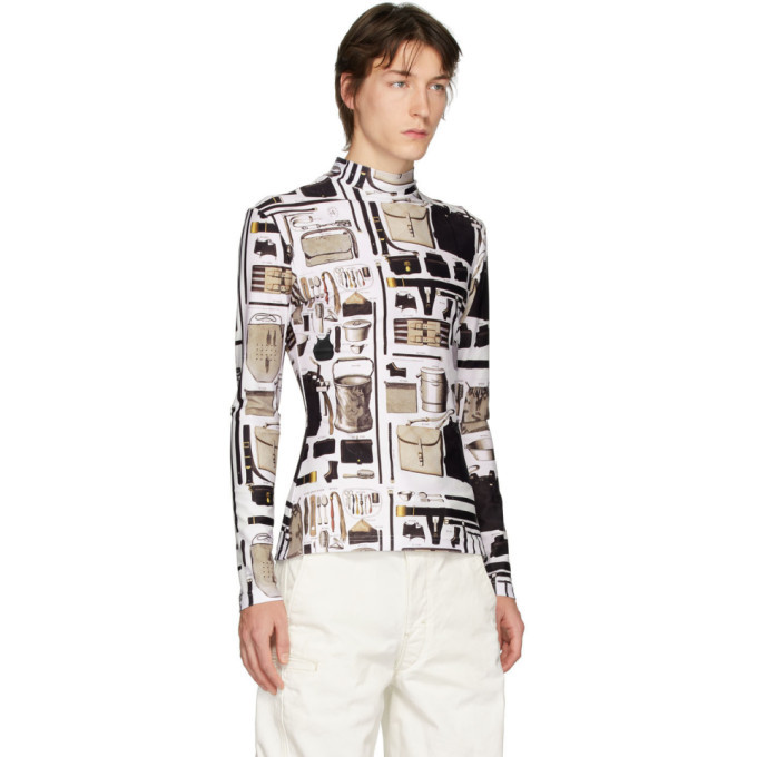 Linder White Printed Stephen Turtleneck