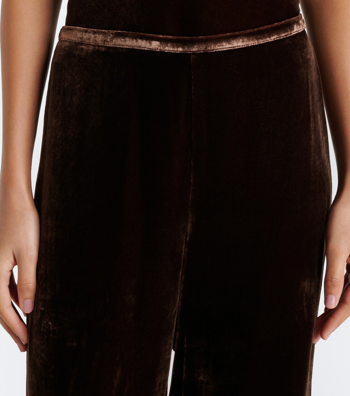 Rixo Mirielle lace-trimmed velvet wide-leg pants