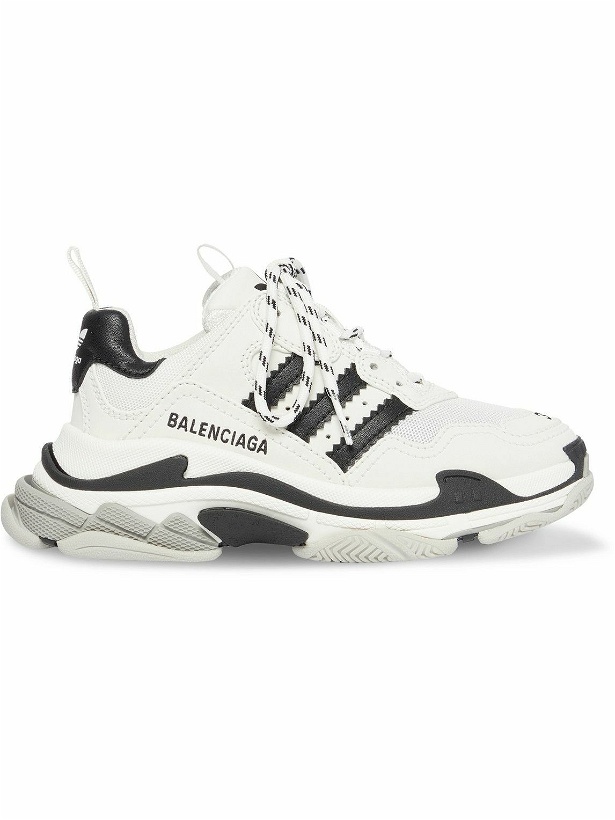 Photo: Balenciaga - adidas Triple S Leather and Mesh Sneakers - White