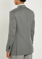 Tom Ford Double-breasted Herringbone Silk Blazer Black And White