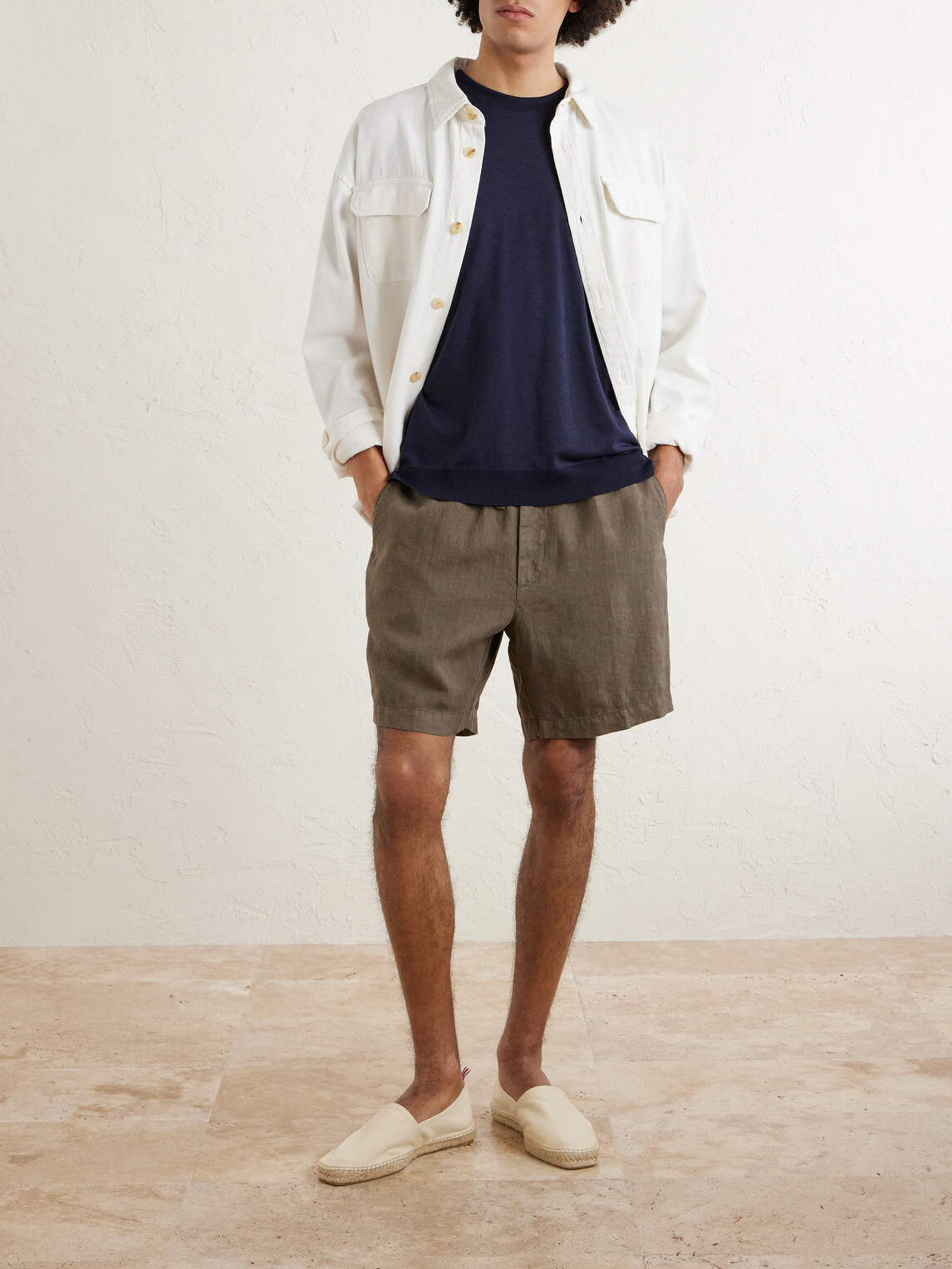 Altea - Samuel Straight-Leg Linen Shorts - Green