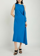 Joseph Aly Cascading Crepe Midi Dress Blue