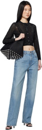 Alexander Wang Black Cropped Bead Hotfix Cardigan
