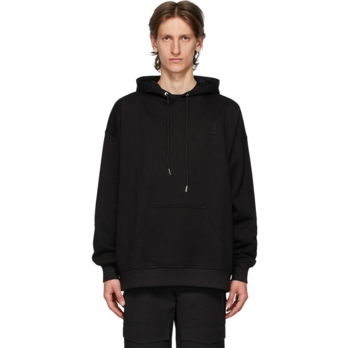 Photo: Dion Lee Black Oversize Embroidered Logo Hoodie
